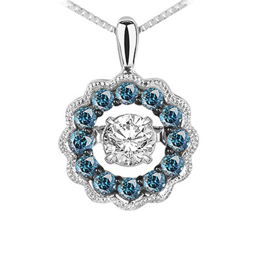 14K Blue & White Diamond Rhythm Of Love Pendant 3/8 ctw