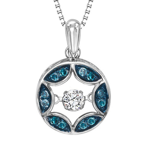 Silver Blue & White Rhythm Of Love Pendant 1/3 ctw