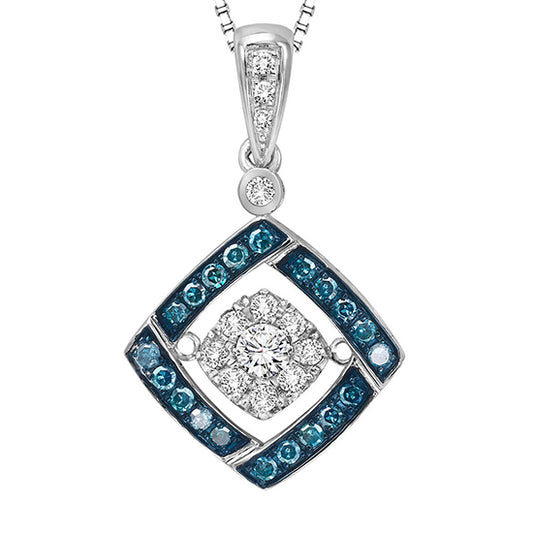 Silver Blue & White Rhythm Of Love Pendant 1/3 ctw