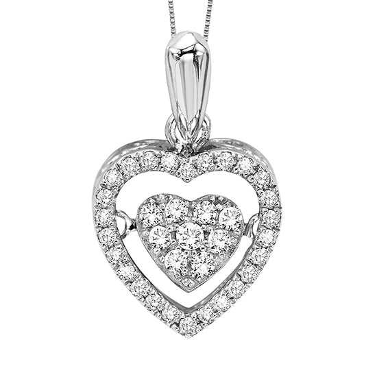 Silver Black & White Rhythm Of Love Pendant 1/5 ctw