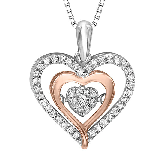 Rose Gold & Silver Diamond ROL Pendant 1/5 ctw