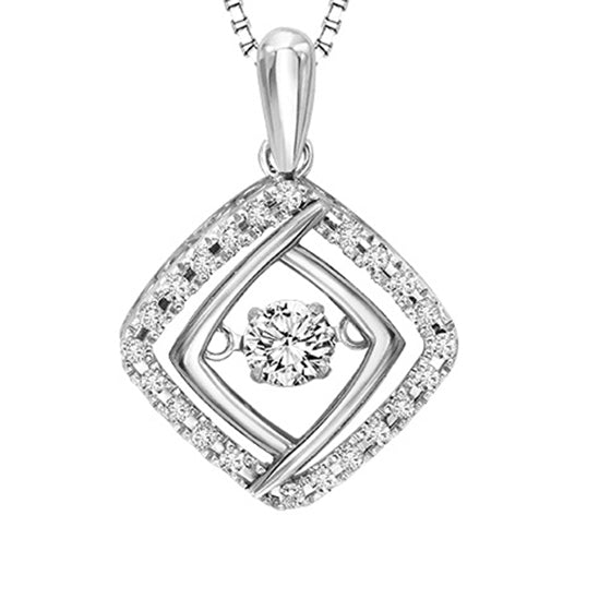 Silver & 10K White & Diamond Rhythm Of Love Pendant 1/3 ctw