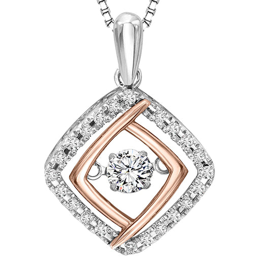 Rose Gold & Silver Diamond ROL Pendant 1/3 ctw