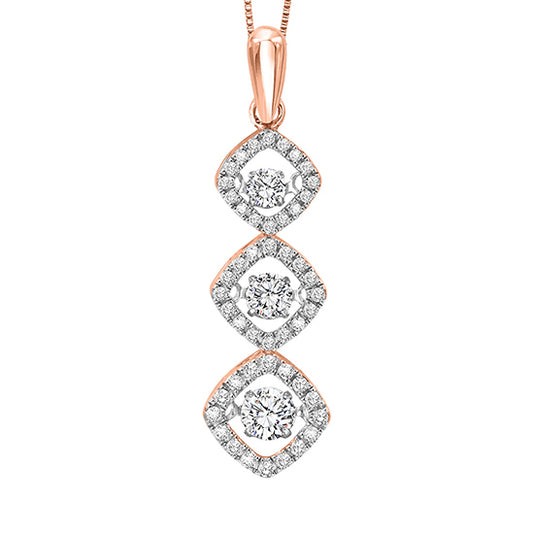 14K Rose Gold Diamond Rhythm Of Love Pendant 1/2 ctw