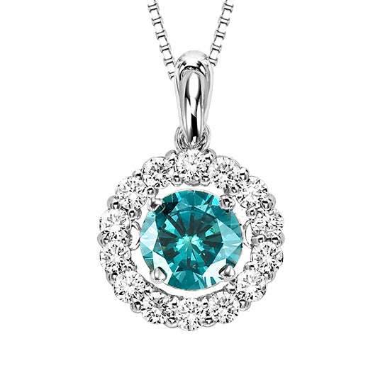 14K Diamond Rhythm Of Love Pendant 1/2 ctw ( With Blue Center )