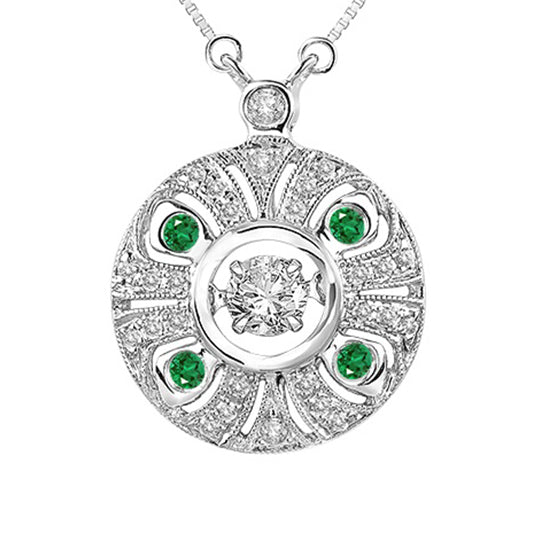 14K Emerald & Diamond Rhythm Of Love Pendant 1/3 ctw