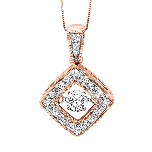 14K Rose Gold Diamond Rhythm Of Love Pendant 1/3 ctw