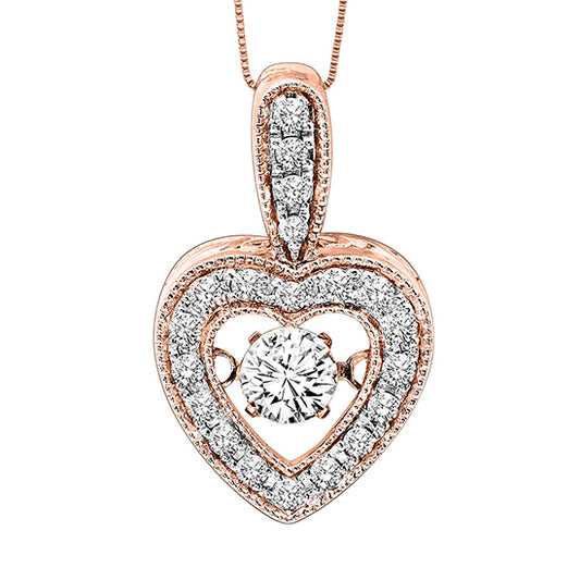 14K Rose Gold Diamond Rhythm Of Love Pendant 1/3 ctw