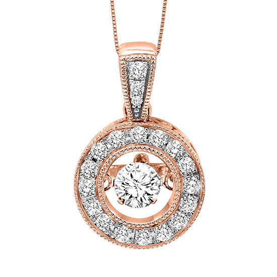 14K Rose Gold Diamond Rhythm Of Love Pendant 1/3 ctw