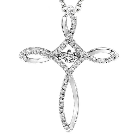 Silver Diamond ROL Pendant 1/6 ctw