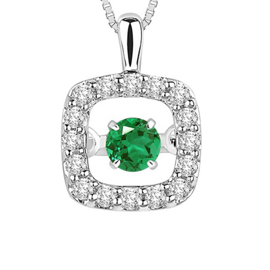 14K Emerald Diamond ROL Pendant 1/5 gtw