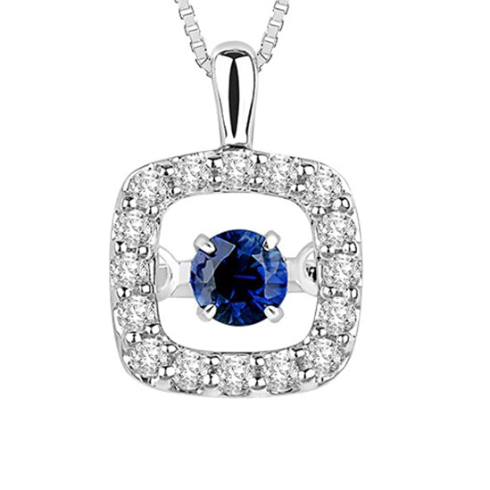 14KY Sapphire & Diamond Rhythm Of Love Pendant