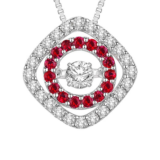 14K Ruby & Diamond Rhythm Of Love Pendant 1/2 ctw