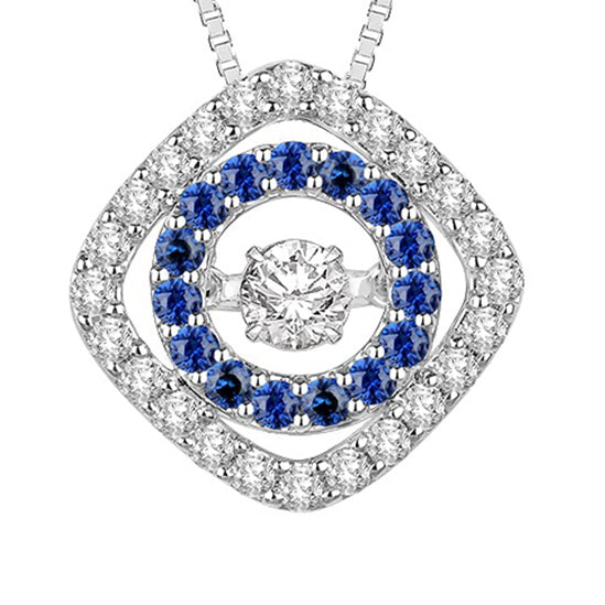 14K Sapphire & Diamond Rhythm Of Love Pendant 1/2 ctw