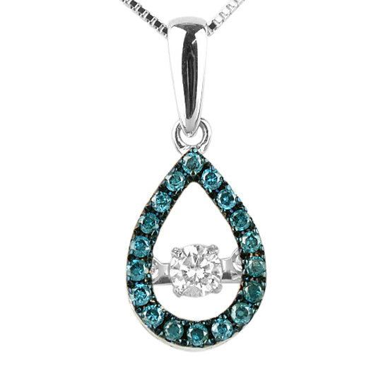 Silver Diamond Rhythm Of Love Blue Dia Pendant