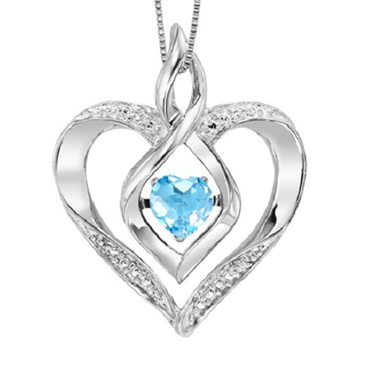 Silver Diamond & Created Blue Topaz Pendant