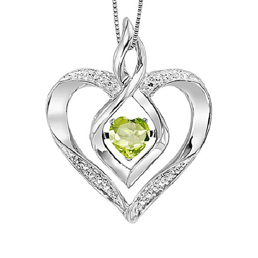 Silver Diamond & Created Peridot Pendant