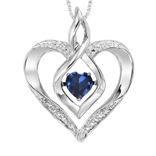 Silver Diamond & Created Sapphire Pendant