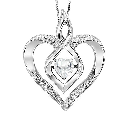 Silver Diamond & Created White Topaz Pendant