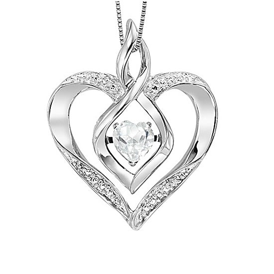 Silver Diamond & Created White Topaz Pendant