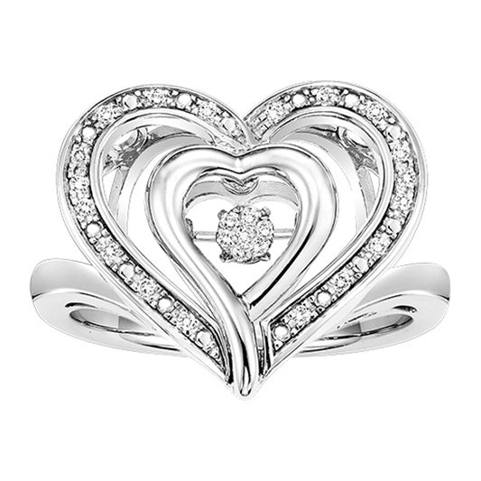 Silver Diamond Rhythm Of Love Ring 1/10 ctw