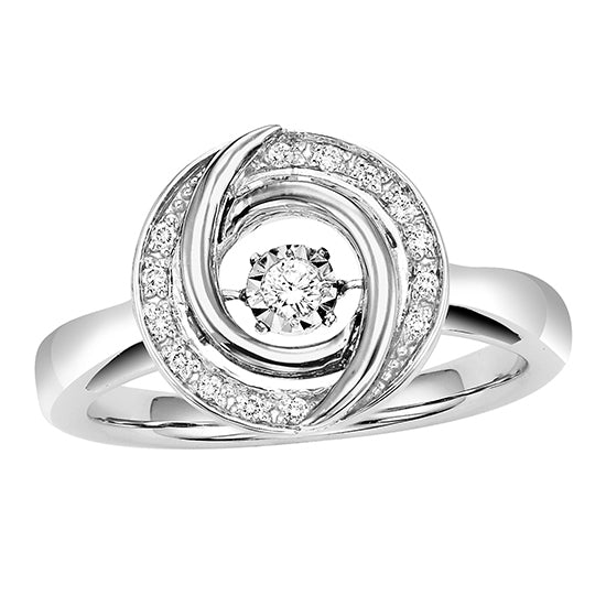 Silver Diamond ROL Ring 1/10 ctw