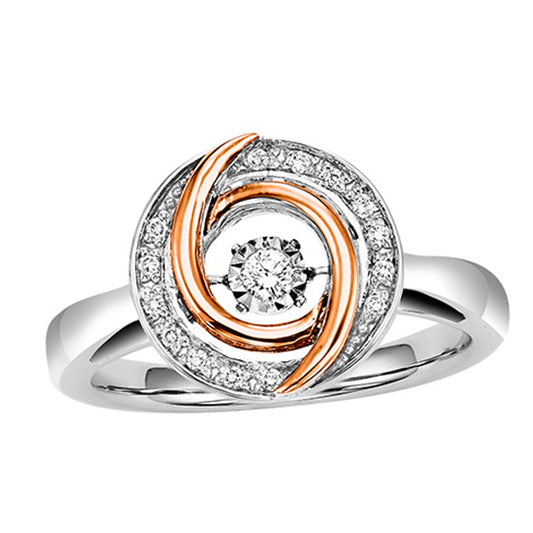 Rose Gold & Silver Diamond Ring 1/10 ctw