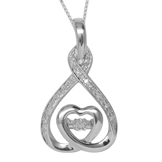 Silver Diamond Rhythm Of Love Pendant 1/7ctw