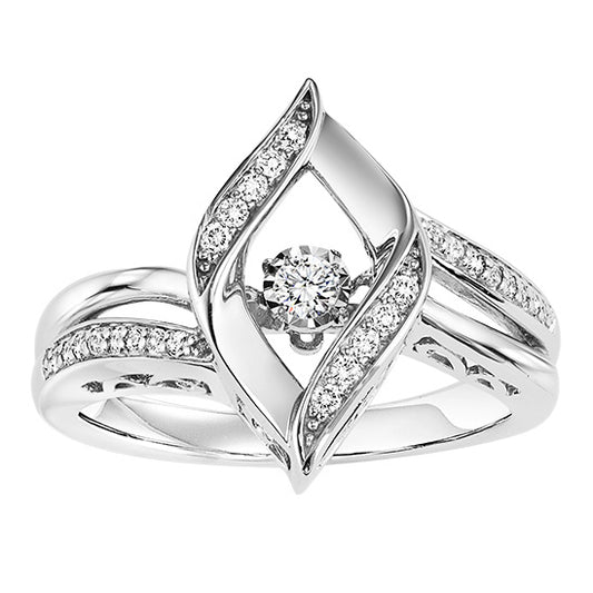 Silver Diamond ROL Ring 1/7 ctw