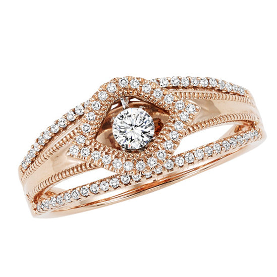 14K Rose Gold Diamond Ring 1/4 ctw