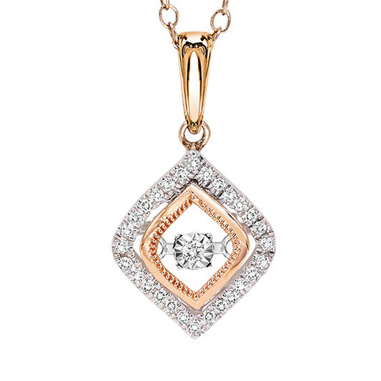 14K Rose & White Gold Diamond Pendant 1/7 ctw