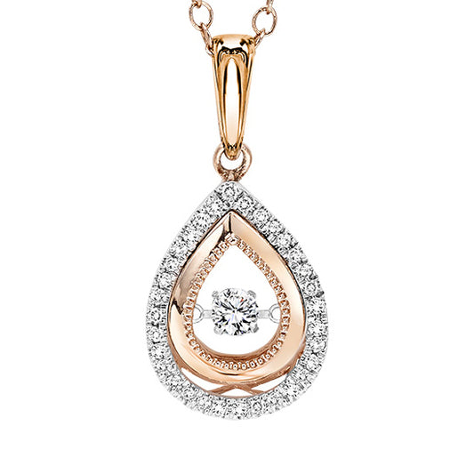 14K Rose & White Gold Diamond Pendant 1/7 ctw