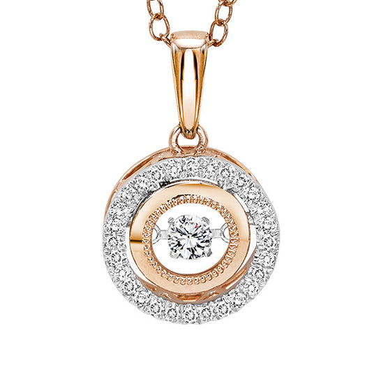 14K Rose & White Gold Diamond Pendant 1/7 ctw