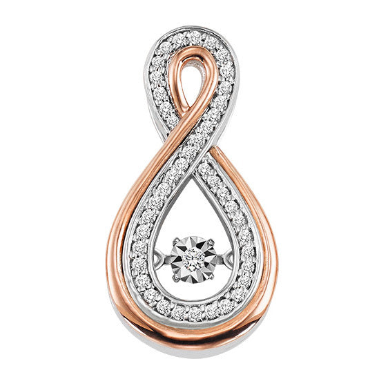 Rose & White Gold Diamond ROL Pendant 1/7 ctw