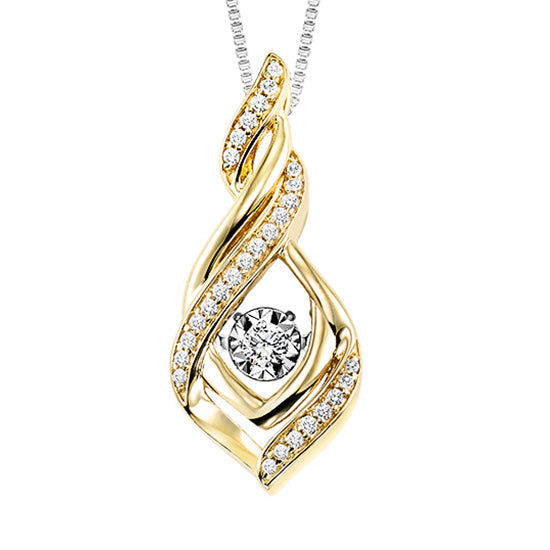 Yellow Gold Diamond ROL Pendant 1/7 ctw