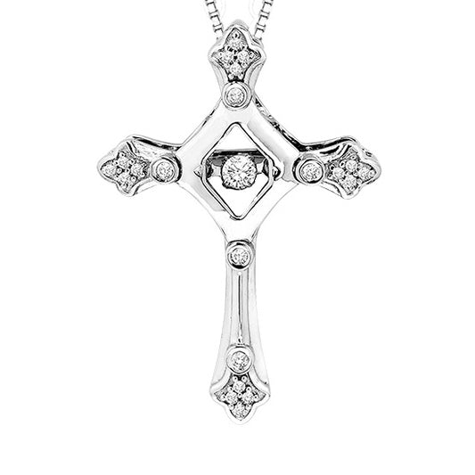 14K Diamond Cross 1/10 ctw