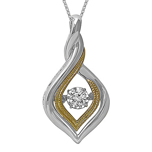 Gold & Silver Diamond ROL Pendant 1/10 ctw