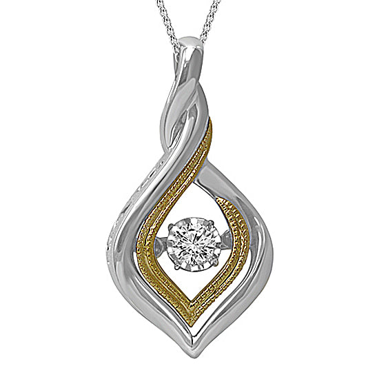 Gold & Silver Diamond ROL Pendant 1/10 ctw