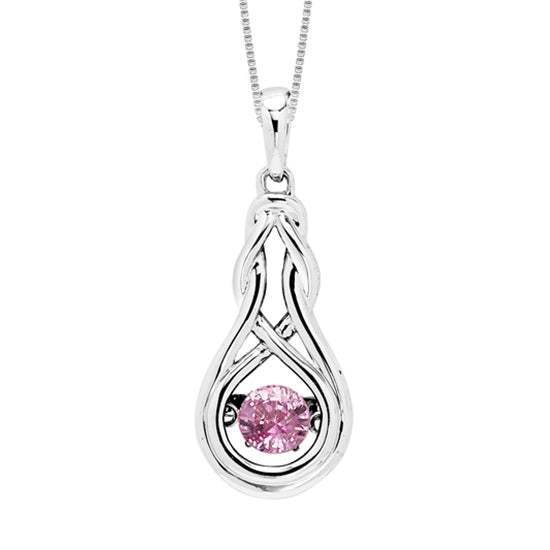 Silver Diamond & Created Pink Tourm. Pendant