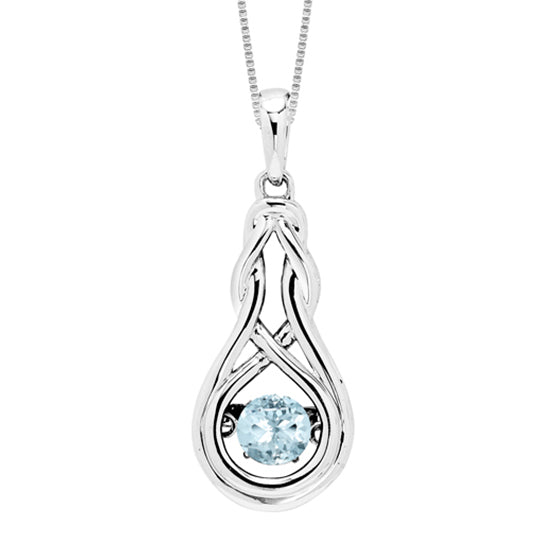 Silver Diamond & Created Aqua Pendant