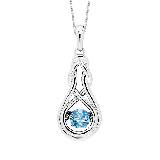 Silver Diamond & Created Blue Topaz Pendant