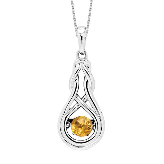 Silver Diamond & Created Citrine. Pendant