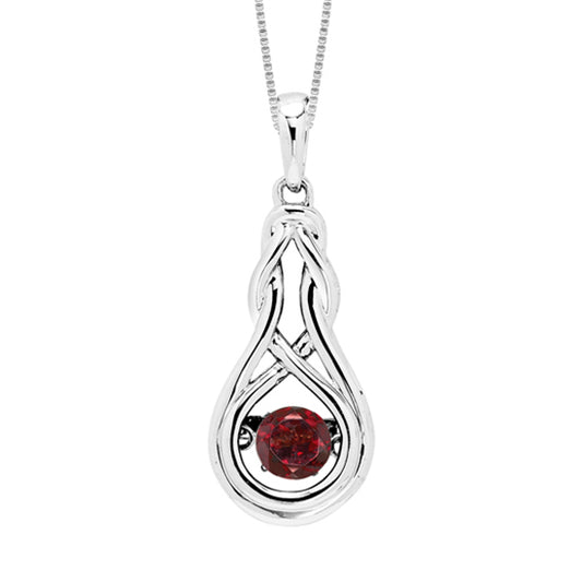 Silver Diamond & Created Garnet Pendant