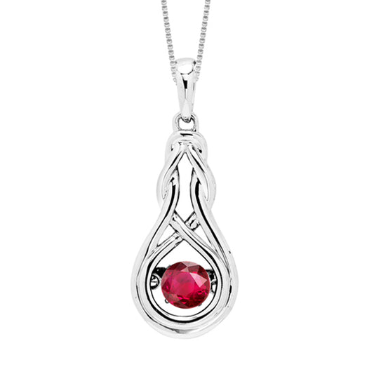 Silver Diamond & Created Ruby Pendant