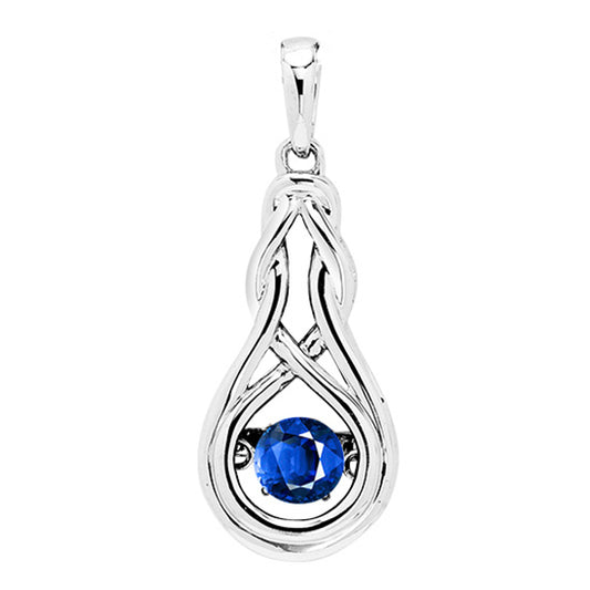 Silver Diamond & Created Sapphire Pendant