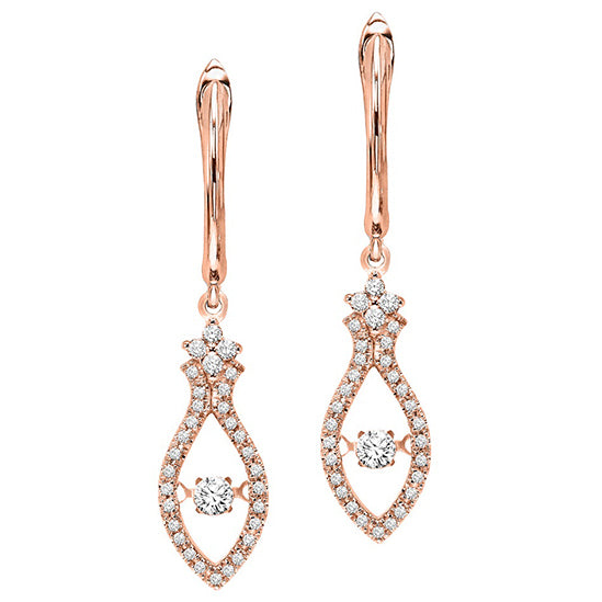 14K Rose Gold Diamond Rhythm Of Love Earrings 3/8 ctw