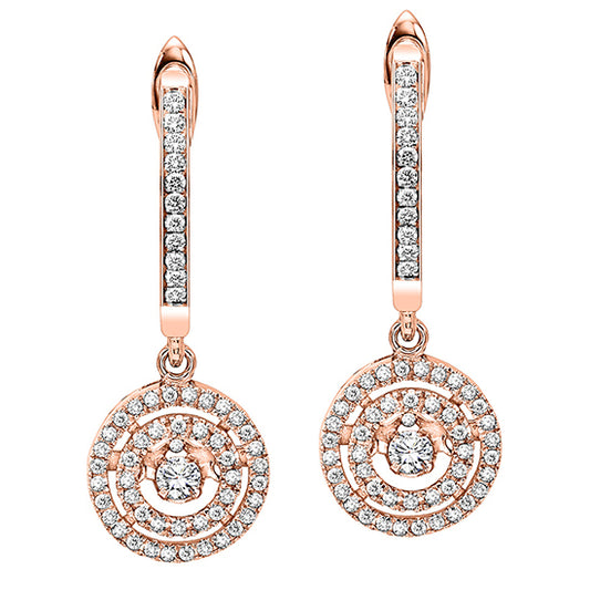 14K Rose Gold Diamond Rhythm Of Love Earrings 1/2 ctw