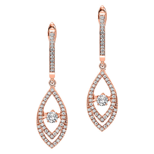 14K Rose Gold Diamond Rhythm Of Love Earrings 1/2 ctw