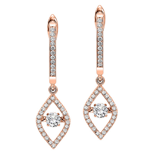 14K Rose Gold Diamond Rhythm Of Love Earrings 1/2 ctw