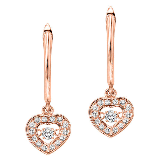 14K Rose Gold Diamond Rhythm Of Love Earrings 1/4 ctw